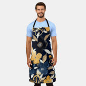 抽象芸術花模様：水彩繰り返しパターン エプロン (着用した状態)