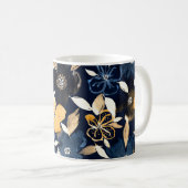 抽象芸術花模様:水彩繰り返しパターン コーヒーマグカップ (正面右)