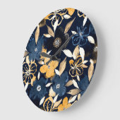 抽象芸術花模様：水彩繰り返しパターン ラージ壁時計 (傾斜)