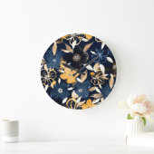 抽象芸術花模様：水彩繰り返しパターン ラージ壁時計 (ホーム)