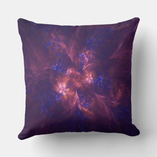 抽象芸術花淡紫と青模様のミックス クッション (裏面)