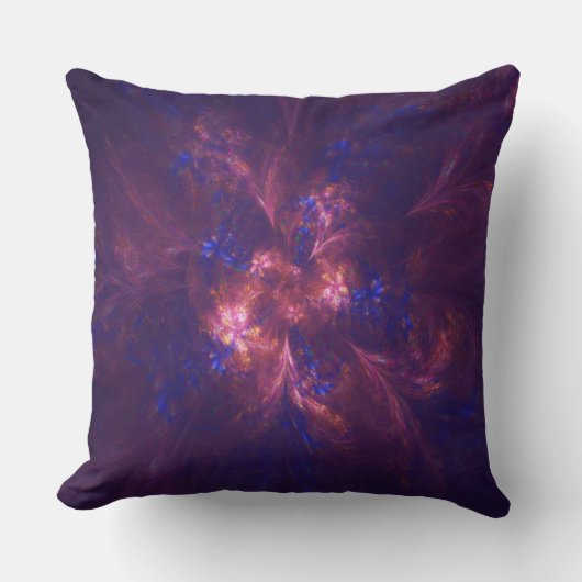 抽象芸術花淡紫と青模様のミックス クッション (正面)