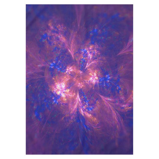 抽象芸術花淡紫と青模様のミックス テーブルクロス (正面)