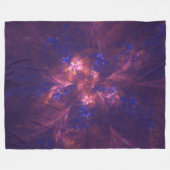 抽象芸術花淡紫と青模様のミックス フリースブランケット (正面(横))