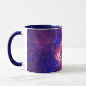 抽象芸術花淡紫と青模様のミックス マグカップ (左)