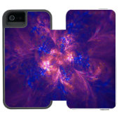 抽象芸術花淡紫と青模様のミックス INCIPIO iPhoneウォレットケース (フォリオオープン)