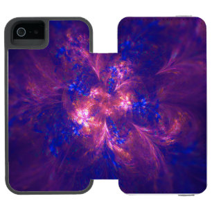 抽象芸術花淡紫と青模様のミックス iPhone SE/5/5sウォレットケース