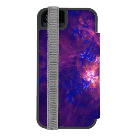 抽象芸術花淡紫と青模様のミックス INCIPIO iPhoneウォレットケース (フォリオ裏面)