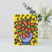 抽象芸術花瓶カラフル絵葉書 ポストカード (スタンド正面)