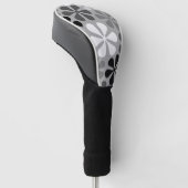 抽象芸術花白黒グレー ゴルフヘッドカバー (アングル)