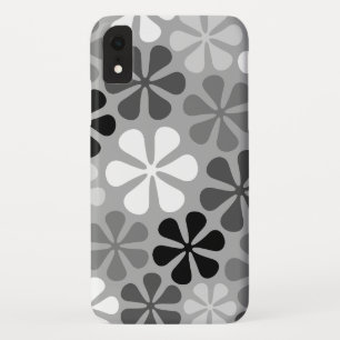 抽象芸術花白黒グレー iPhone XRケース