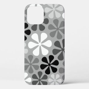 抽象芸術花白黒グレー iPhone 12 PROケース