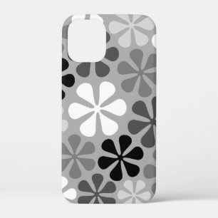抽象芸術花白黒グレー iPhone 12 MINI ケース