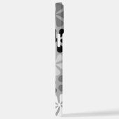 抽象芸術花白黒グレー iPhoneケース (右側面)