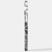 抽象芸術花白黒グレー iPhoneケース (左側面)