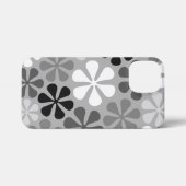 抽象芸術花白黒グレー iPhoneケース (裏面横)