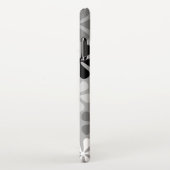 抽象芸術花白黒グレー iPhoneケース (右側)