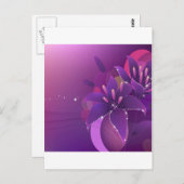 抽象芸術花紫ユリ ポストカード (正面/裏面)