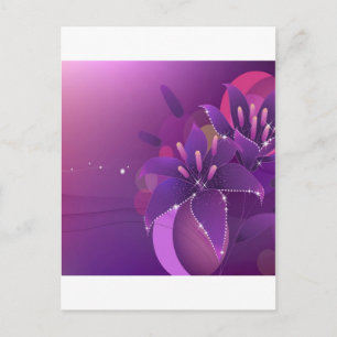 抽象芸術花紫ユリ ポストカード