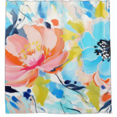 抽象芸術花絵を描模様 シャワーカーテン (正面)