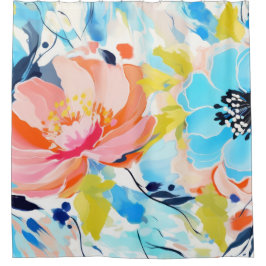 抽象芸術花絵を描模様 シャワーカーテン