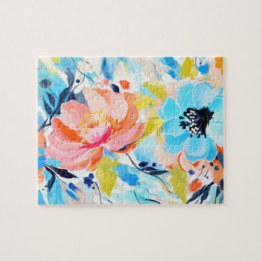 抽象芸術花絵を描模様 ジグソーパズル (横)