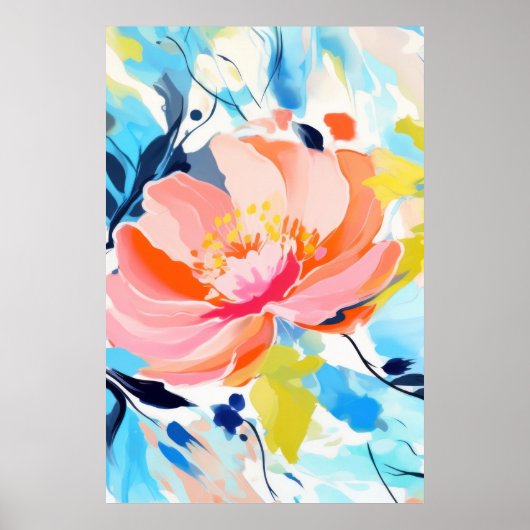 抽象芸術花絵を描模様 ポスター (正面)