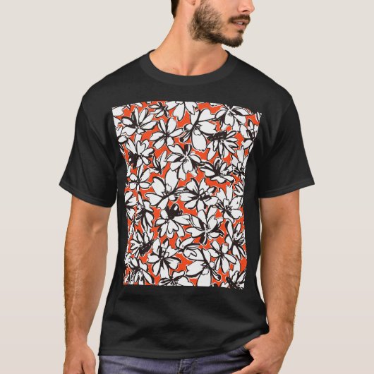 抽象芸術花継目無模様材 Tシャツ (正面)