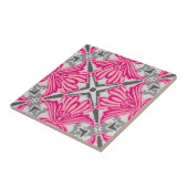 抽象芸術花花びら明るい赤紫色ピンクとグレー タイル (側面)