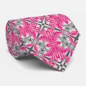 抽象芸術花花びら明るい赤紫色ピンクとグレー ネクタイ (ロール)