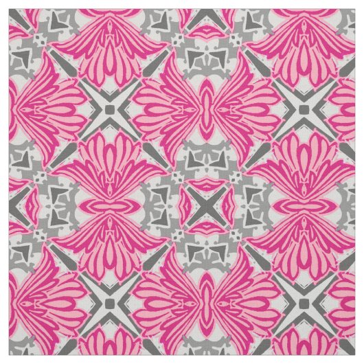 抽象芸術花花びら明るい赤紫色ピンクとグレー ファブリック (見本)