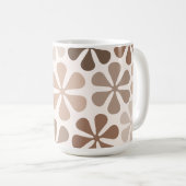 抽象芸術花茶色のチューペクリーム コーヒーマグカップ (正面右)