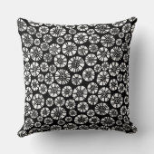 抽象芸術花031023 – 黒の上に白 クッション (裏面)
