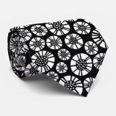 抽象芸術花031023 – 黒の上に白 ネクタイ (ロール)