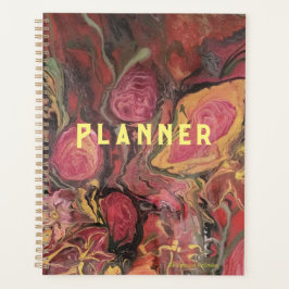 抽象芸術花(赤ピンクと金ゴールド) プランナー手帳