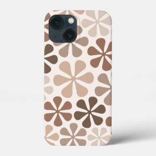 抽象芸術花(B)ブラウンタウペクリーム iPhone 13 MINIケース