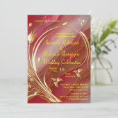 抽象芸術芸術品を気取った金ゴールドフラワーマゼンタ2023色 招待状 (スタンド正面)