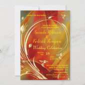 抽象芸術芸術品を気取った金ゴールドフラワーマゼンタ2023色Invite 招待状 (正面)