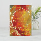 抽象芸術芸術品を気取った金ゴールドフラワーマゼンタ2023色Invite 招待状 (スタンド正面)