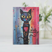 抽象芸術芸術的の大きな目の猫 サンキューカード (スタンド正面)