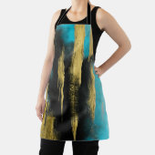 抽象芸術芸術的アートのターコイズ、金ゴールド、ブラック エプロン (インサイチュ)