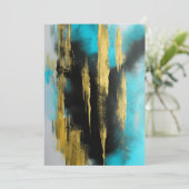 抽象芸術芸術的アートのターコイズ、金ゴールド、ブラック シーズンカード (スタンド正面)