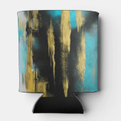 抽象芸術芸術的アートのターコイズ、金ゴールド、ブラック 缶クーラー (裏面)