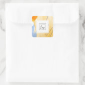 抽象芸術芸術的イエローブルーウォーターカラーアートロゴ スクエアシール (バッグ)