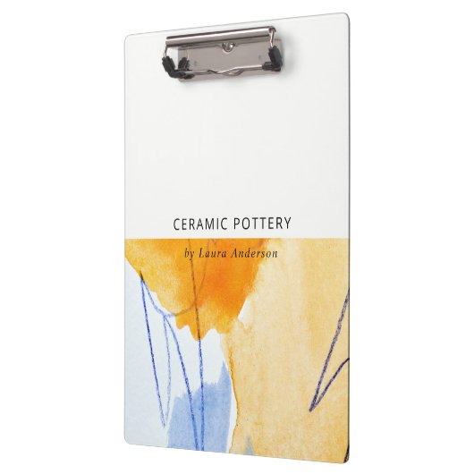 抽象芸術芸術的イエローブルーウォーターカラーアート クリップボード (左)