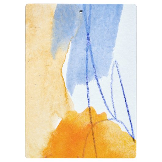 抽象芸術芸術的イエローブルーウォーターカラーアート クリップボード (裏面)