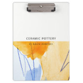 抽象芸術芸術的イエローブルーウォーターカラーアート クリップボード (正面)