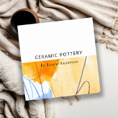 抽象芸術芸術的イエローブルーウォーターカラーアート スクエア名刺