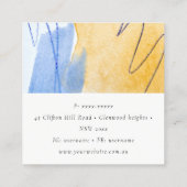 抽象芸術芸術的イエローブルーウォーターカラーアート スクエア名刺 (裏面)