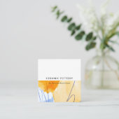 抽象芸術芸術的イエローブルーウォーターカラーアート スクエア名刺 (スタンド正面)